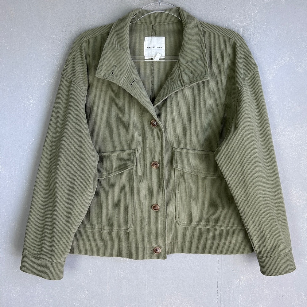 Avec Les Filles size L corduroy shacket green boxy drop shoulders